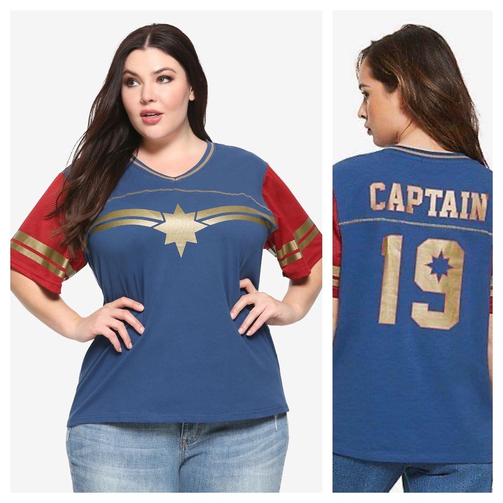 Blue and Red Captain Graphic Women's Top